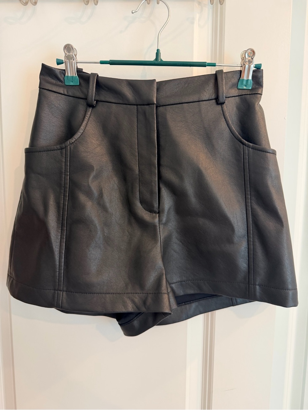 BCBGMaxAzria Black Faux Leather High-Waist Shorts